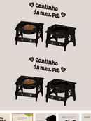 Comedouro Para Pet 2 Unidades + Quadro Decorativo De Madeira
