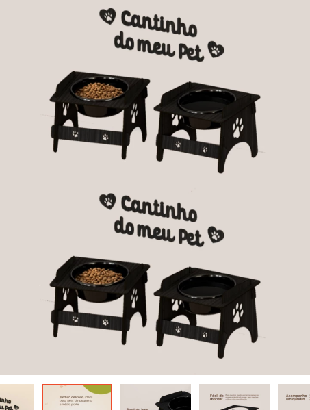 Comedouro Para Pet 2 Unidades + Quadro Decorativo De Madeira